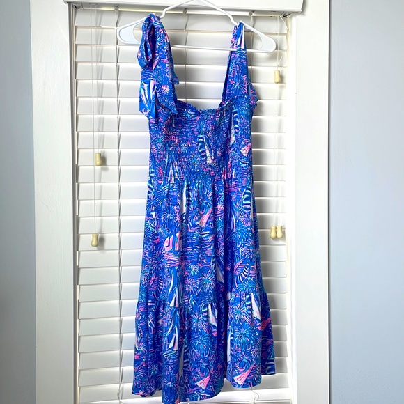 NWT Lilly Pulitzer Kailua Smocked Dress Boca Blue It’s A Sailabration 💥 ⛵️ - Picture 4 of 5